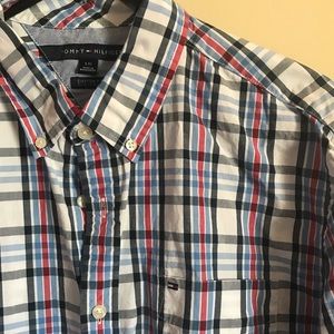 Tommy Hilfiger button plaid shirt Large custom fit